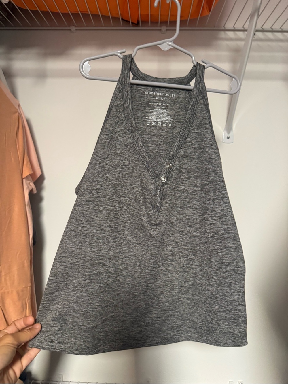 Sincerly Jules Heather Gray V-Neck Racerback Tank
